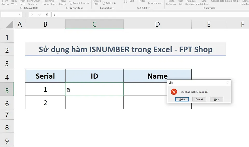 Cách sử dụng hàm ISNUMBER trong Excel