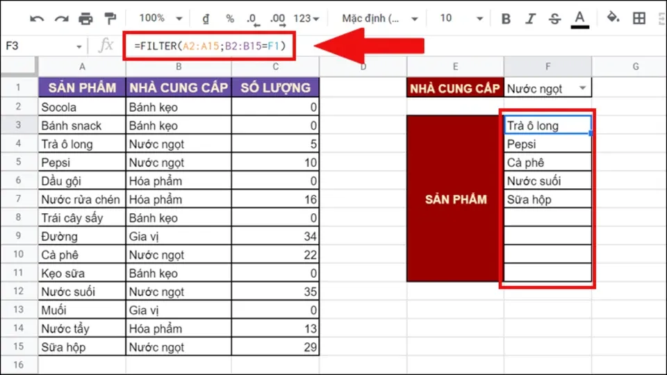 Cách sử dụng hàm kết hợp SORT và FILTER trong Google Sheet dễ hiểu, chi tiết