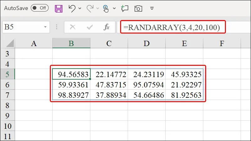 Cách sử dụng hàm RANDARRAY để sắp xếp dữ liệu ngẫu nhiên trong Excel cực hiệu quả