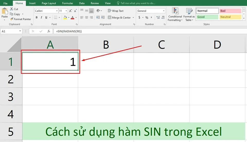 Cách sử dụng hàm SIN trong Excel