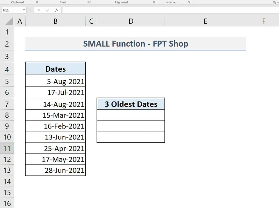 Cách sử dụng hàm SMALL trong Excel