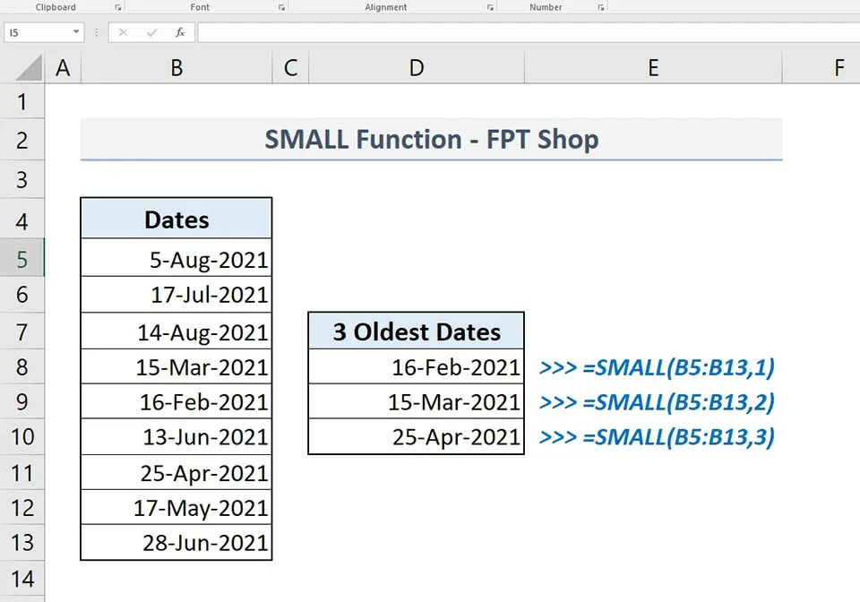 Cách sử dụng hàm SMALL trong Excel