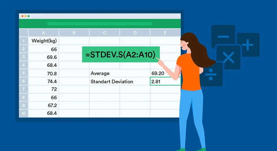 Cách sử dụng hàm STDEV trong Excel