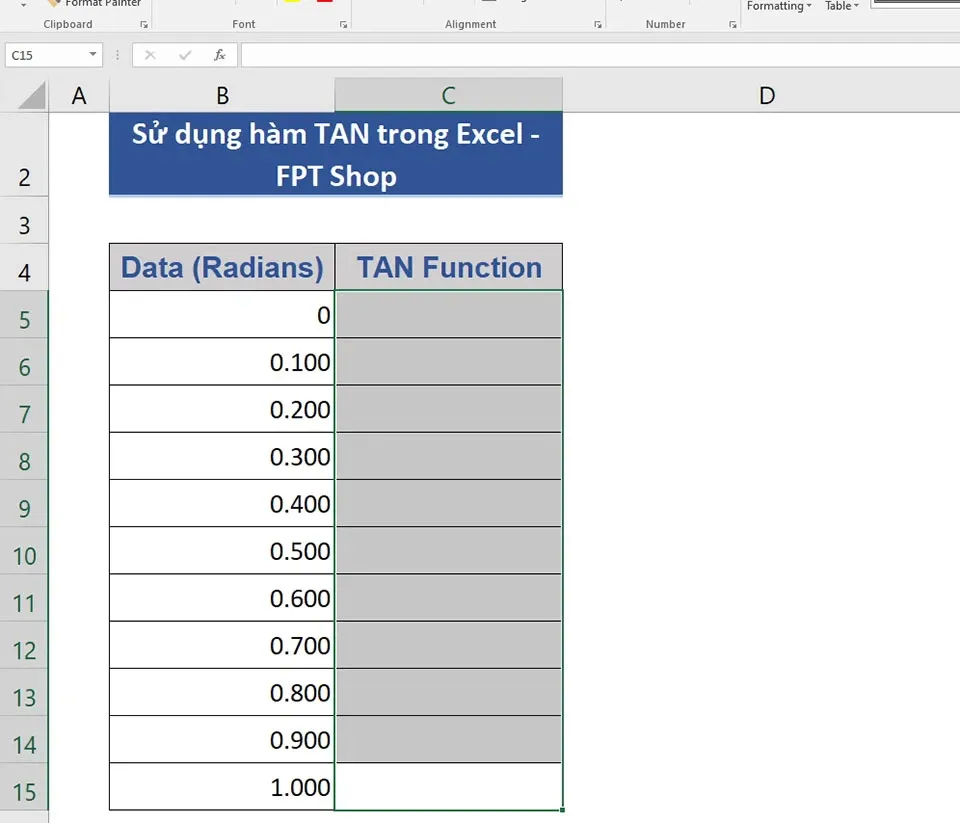 Cách sử dụng hàm TAN trong Excel