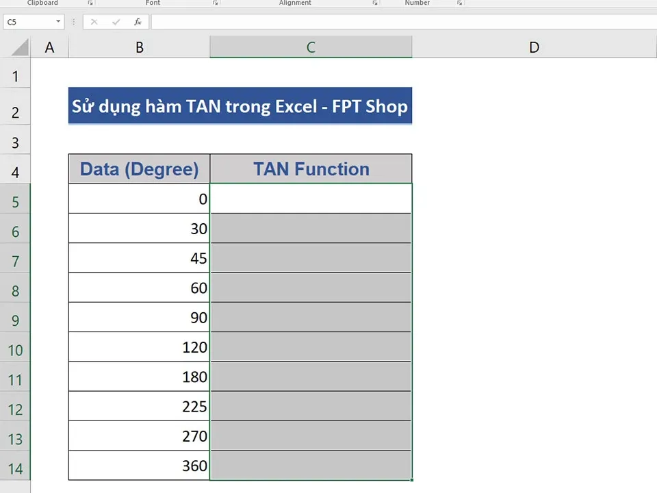 Cách sử dụng hàm TAN trong Excel