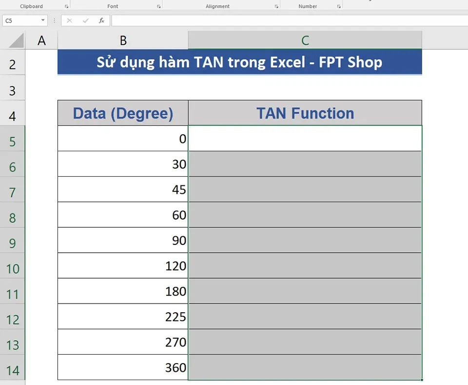 Cách sử dụng hàm TAN trong Excel