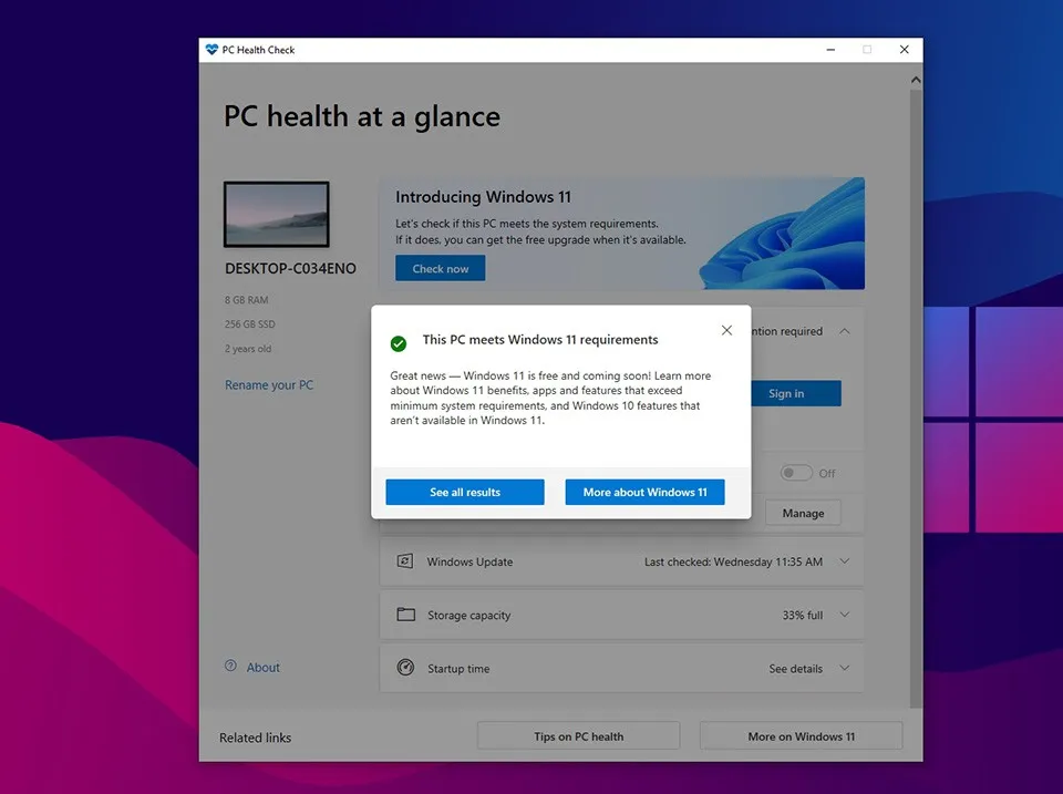 Cách sử dụng PC Health Check trên máy tính Windows