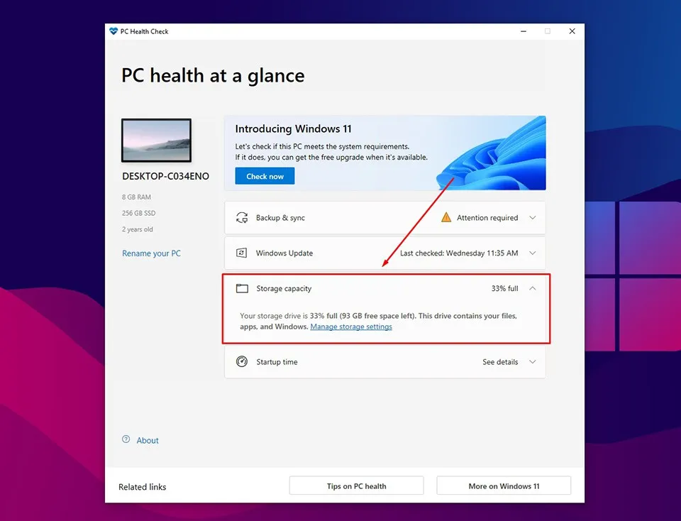 Cách sử dụng PC Health Check trên máy tính Windows