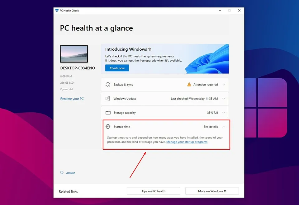 Cách sử dụng PC Health Check trên máy tính Windows