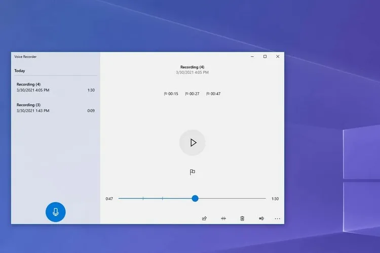 Cách sử dụng ứng dụng Voice Recorder trên Windows 10
