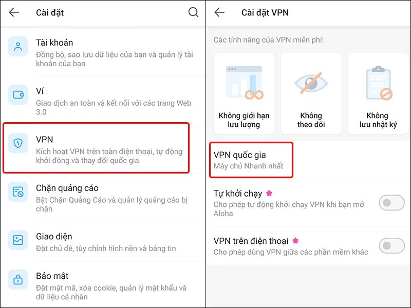 Cách sử dụng VPN trên trình duyệt Aloha vô cùng đơn giản và nhanh chóng