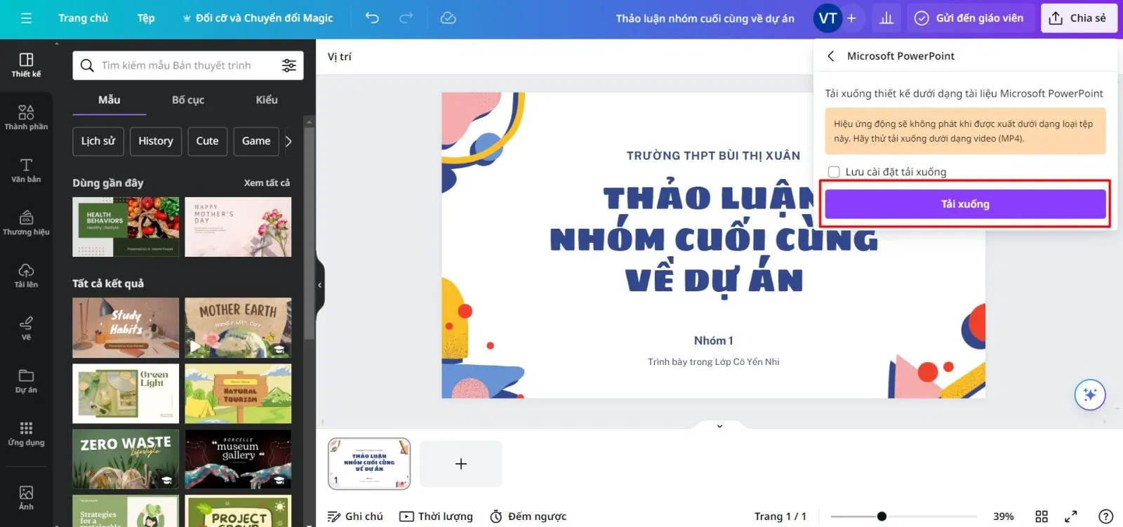 Cách tải Canva về Powerpoint đơn giản, nhanh chóng và không bị mất hiệu ứng