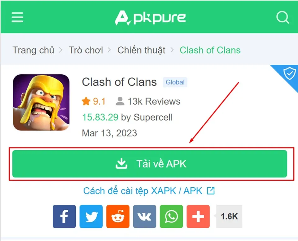 Cách tải Clash of Clans phiên bản mới nhất 2024 trên điện thoại Android và iOS