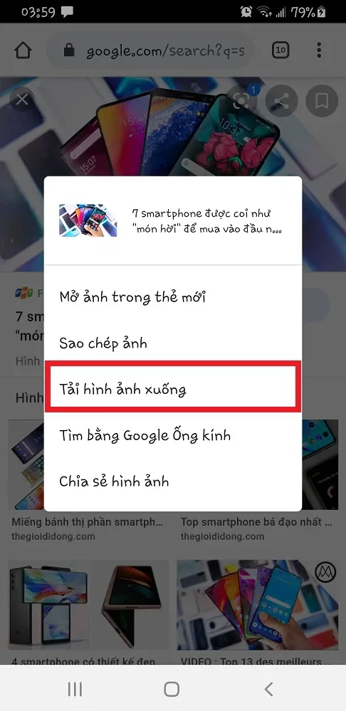 Cách tải hình ảnh trên Google Chrome về điện thoại