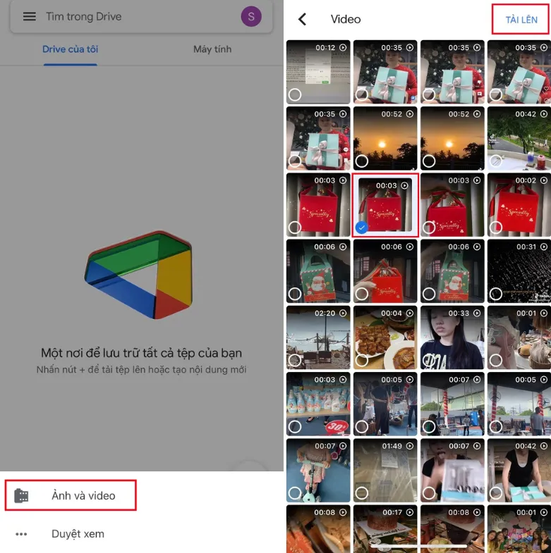 Cách tải lên và xem video trên Google Drive bằng điện thoại