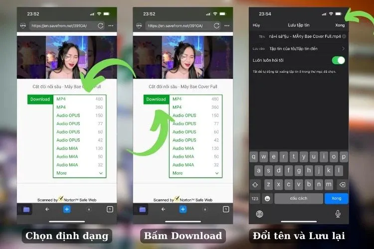 Bấm vào nút "Download" để tải video xuống máy