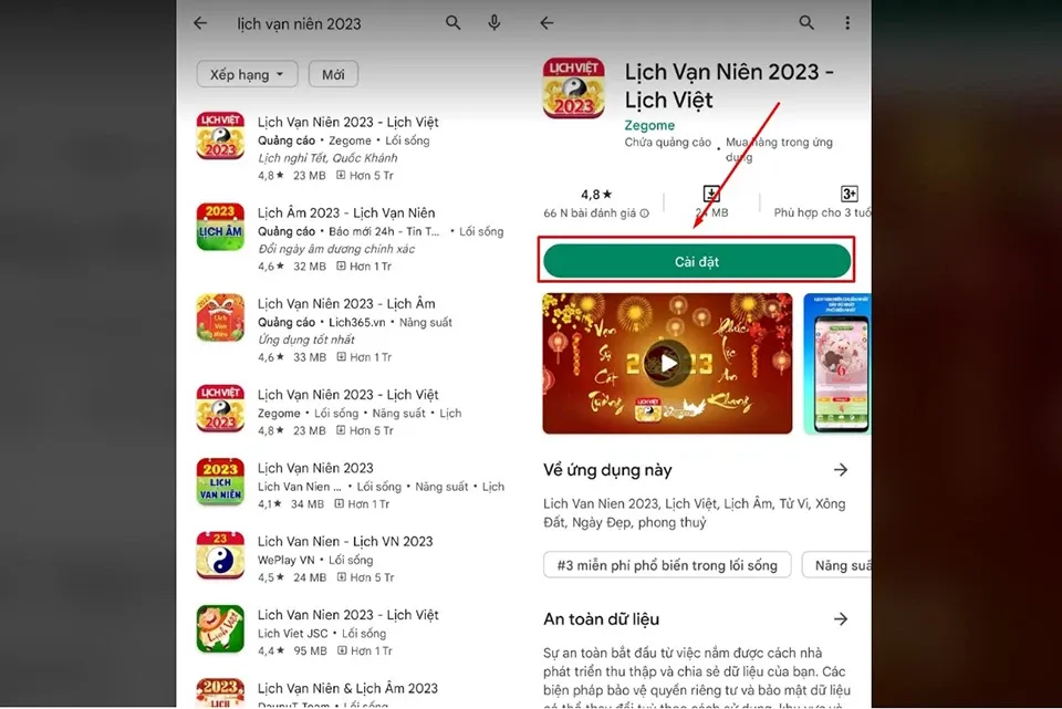 Cách tải ứng dụng lịch vạn niên 2023 về điện thoại miễn phí