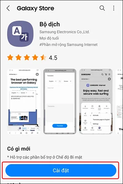 Cách tải và sử dụng bộ dịch của Samsung Internet cực kỳ đơn giản