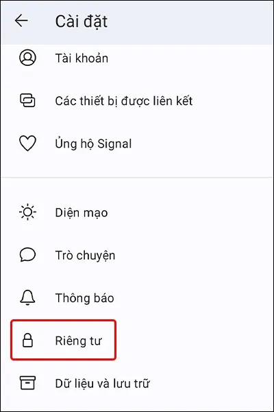 Cách tăng cường tính bảo mật khi chuyển khoản thanh toán trên Signal bằng điện thoại Android