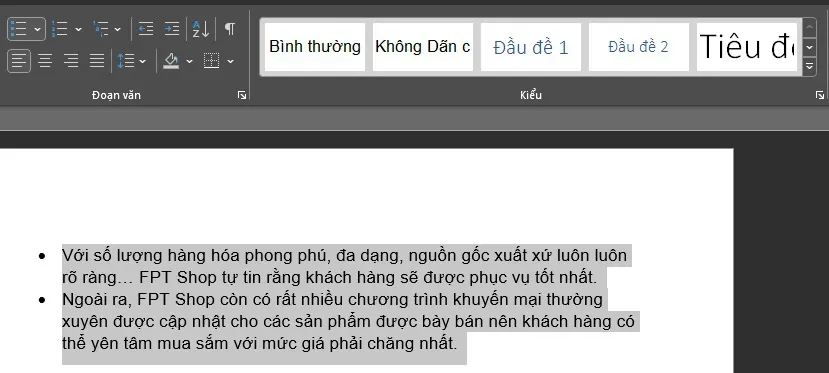 Cách tạo dấu chấm trong Word theo dạng danh sách