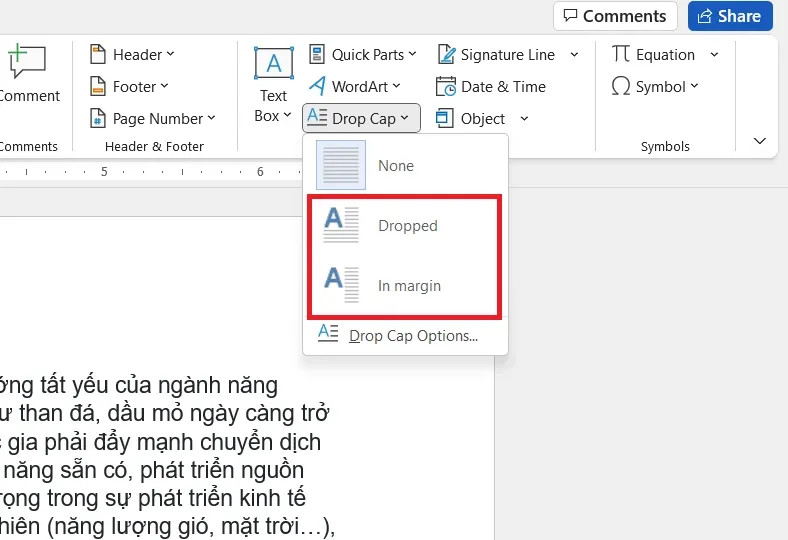 Cách tạo Drop Cap trong Word để sử dụng chữ cái in hoa đầu đoạn văn
