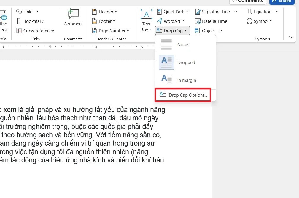 Cách tạo Drop Cap trong Word để sử dụng chữ cái in hoa đầu đoạn văn