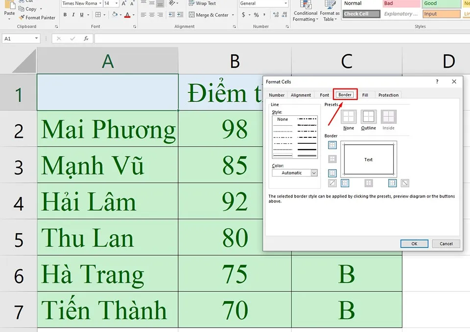 Cách tạo đường kẻ chéo trong ô Microsoft Excel