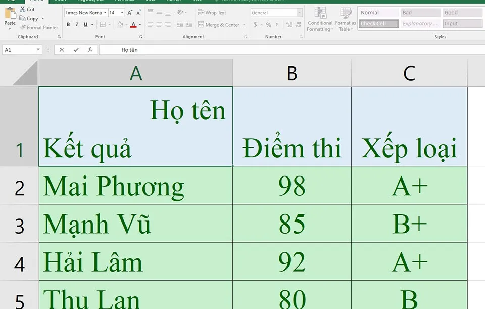 Cách tạo đường kẻ chéo trong ô Microsoft Excel