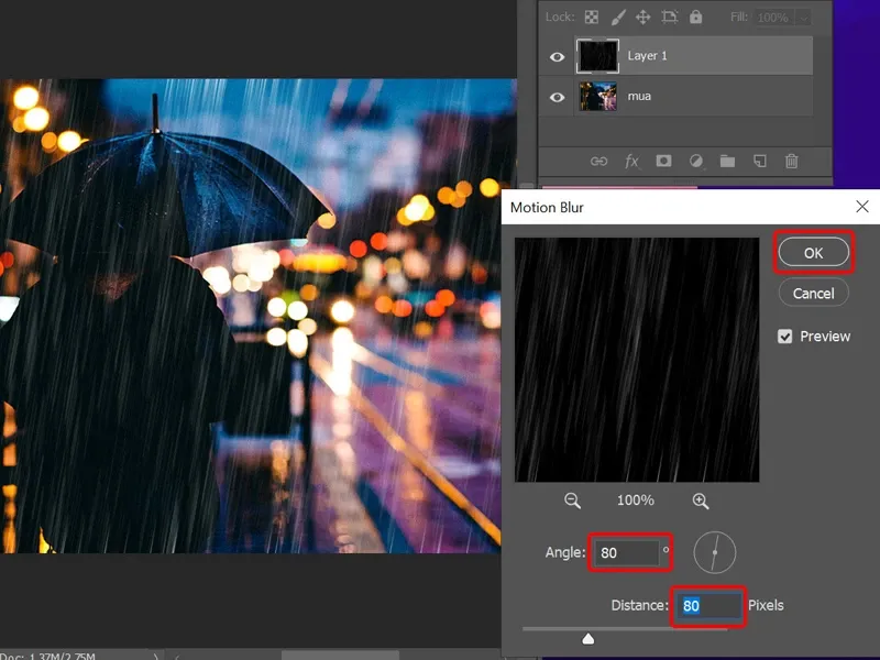 Cách tạo hiệu ứng mưa rơi trong Photoshop vô cùng dễ dàng