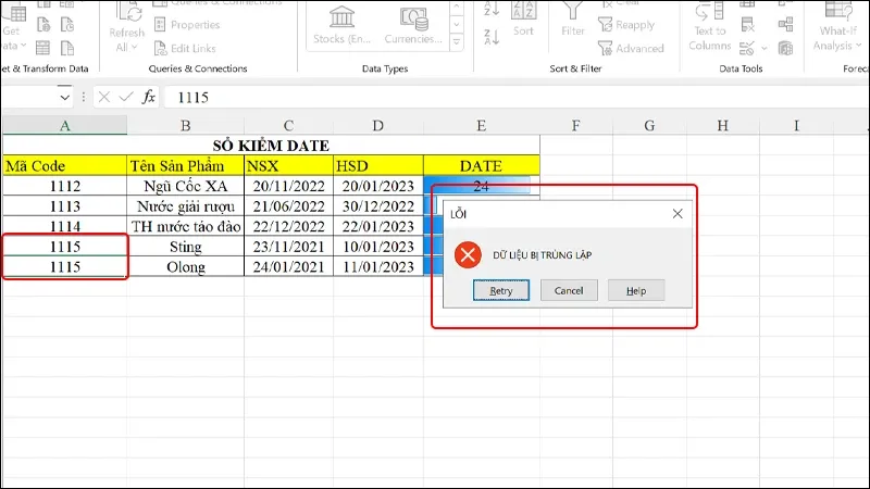 Cách tạo thông báo nhập trùng dữ liệu trong Excel vô cùng dễ dàng