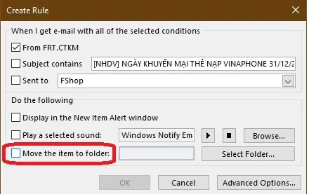Cách tạo thư mục và chuyển email vào thư mục trong Outlook