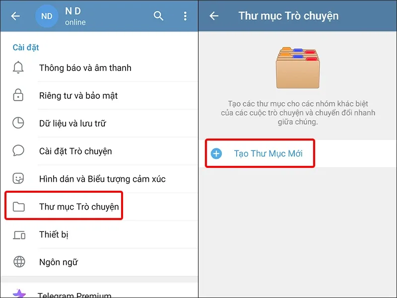 Cách tạo và quản lý thư mục trò chuyện Telegram siêu dễ