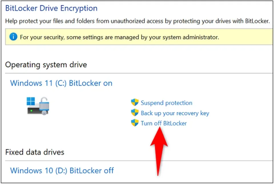 Cách tắt mã hóa BitLocker trong Windows 11