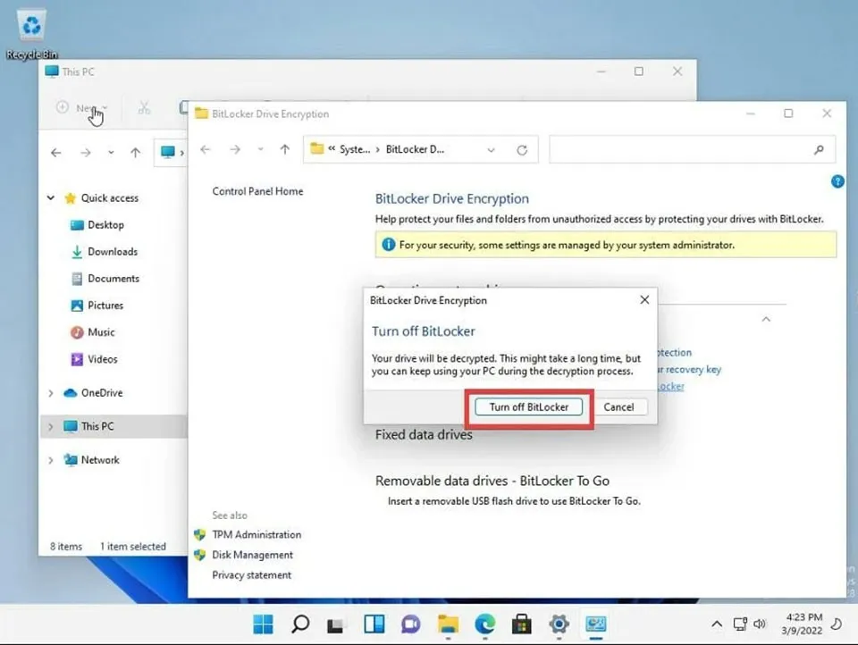 Cách tắt mã hóa BitLocker trong Windows 11