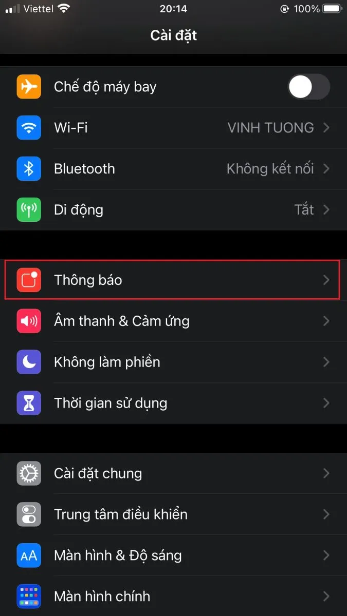 Cách tắt sáng màn hình iPhone khi có thông báo đến