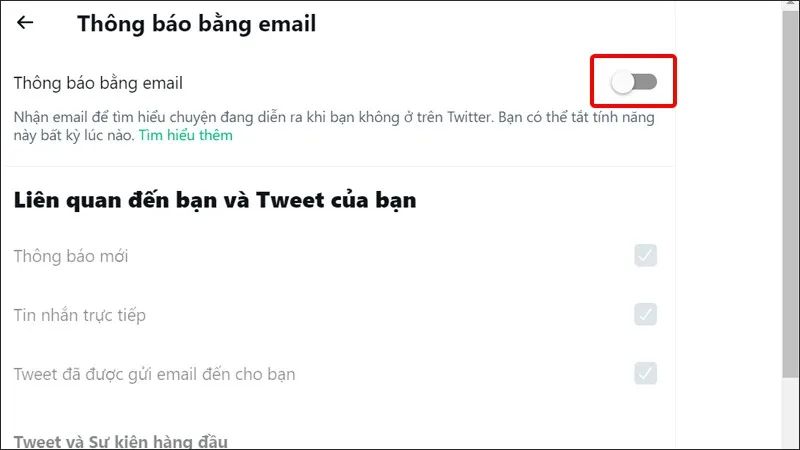 Cách tắt thông báo qua email trên ứng dụng Twitter cực dễ