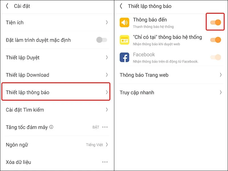 Cách tắt thông báo trên trình duyệt UC Browser cực nhanh