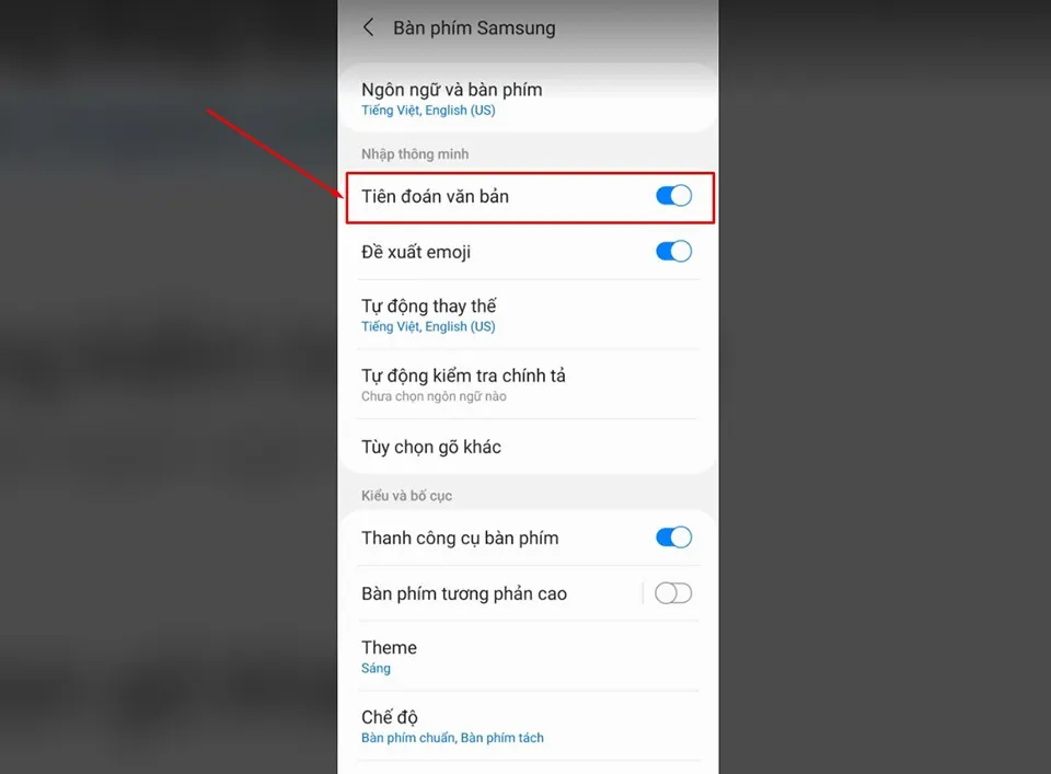 Cách tắt tính năng đoán từ trên điện thoại Samsung