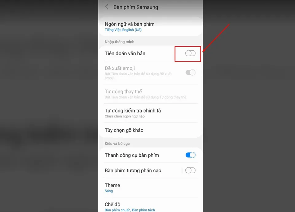 Cách tắt tính năng đoán từ trên điện thoại Samsung