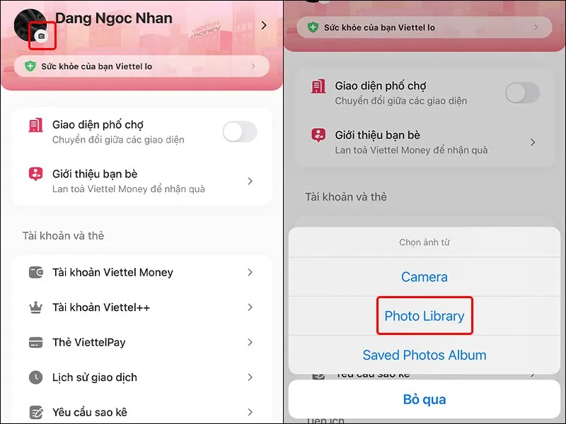 Cách thay đổi ảnh đại diện trên Viettel Money vô cùng dễ dàng
