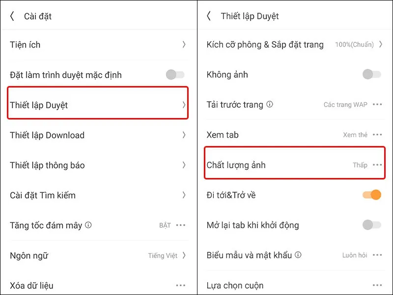 Cách thay đổi chất lượng hình ảnh hiển thị khi lướt web trên UC Browser cực dễ