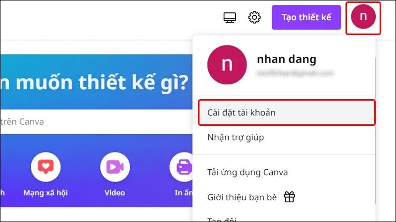 Cách thay đổi chủ đề công cụ thiết kế Canva sang nền tối cực đơn giản