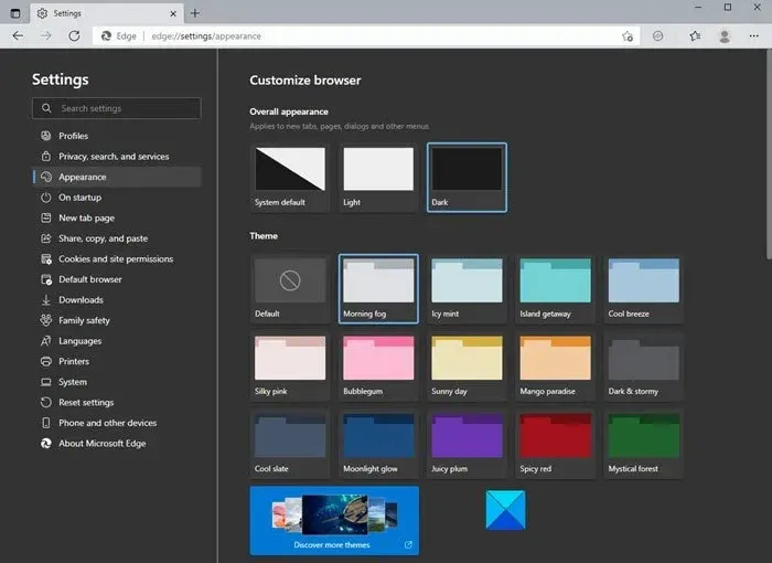 Cách thay đổi chủ đề, nền và giao diện của Microsoft Edge