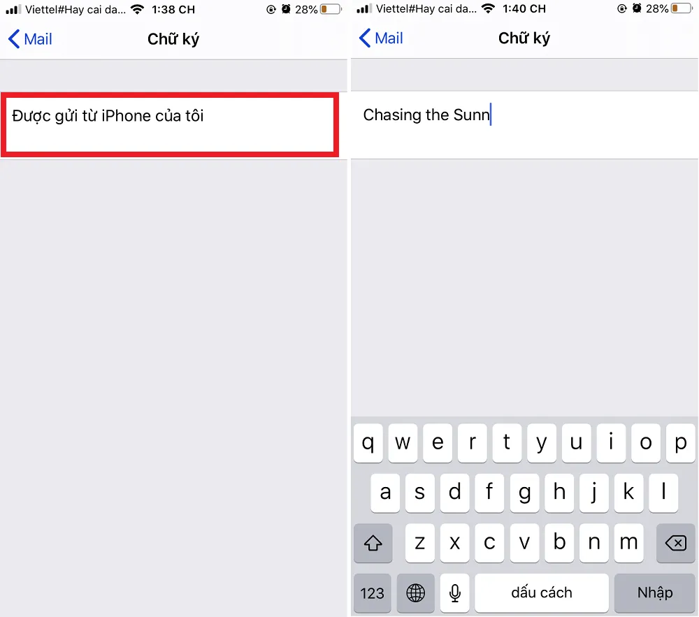 Cách thay đổi chữ kí trong Mail trên iPhone và iPad