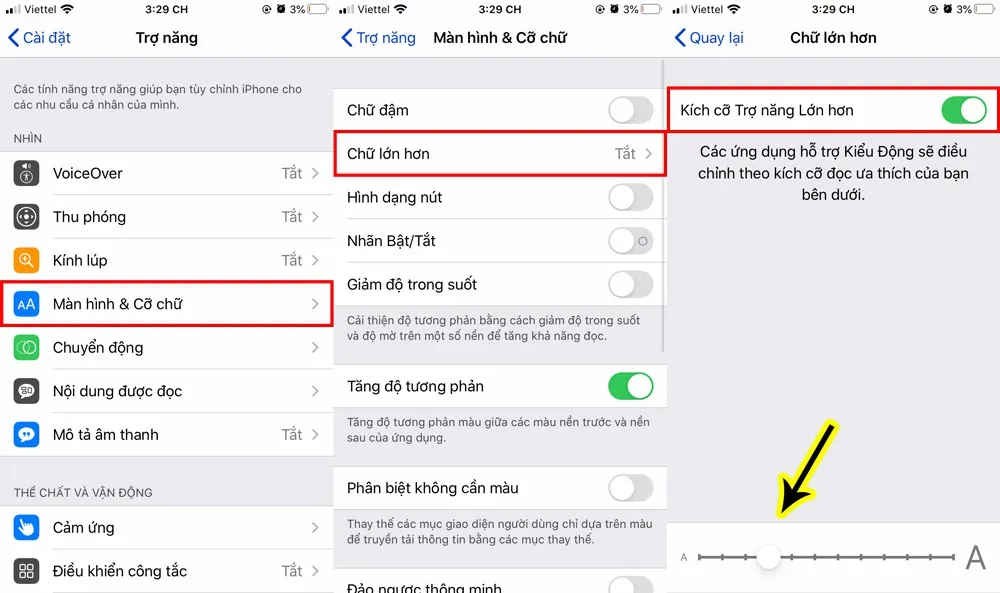Cách thay đổi kích cỡ chữ trên iPhone và iPad
