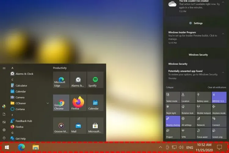 Cách thay đổi màu thanh Taskbar trên Windows 10