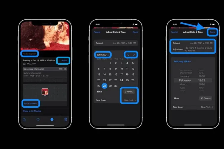 Cách thay đổi ngày giờ và vị trí ảnh trên iPhone siêu đơn giản