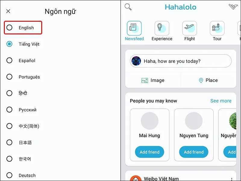 Cách thay đổi ngôn ngữ giao diện Hahalolo vô cùng đơn giản và nhanh chóng