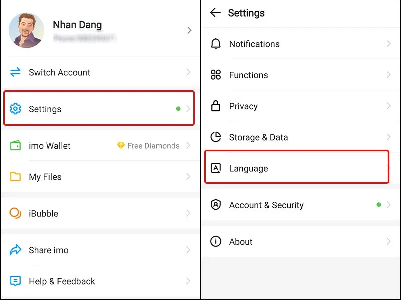 Cách thay đổi ngôn ngữ ứng dụng imo đơn giản, nhanh chóng