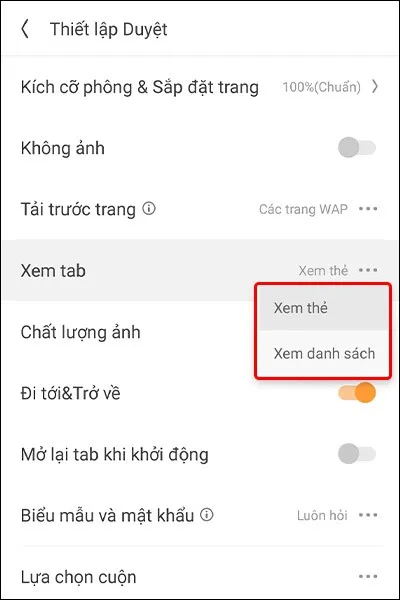 Cách thay đổi tab xem trên trình duyệt UC Browser cực dễ